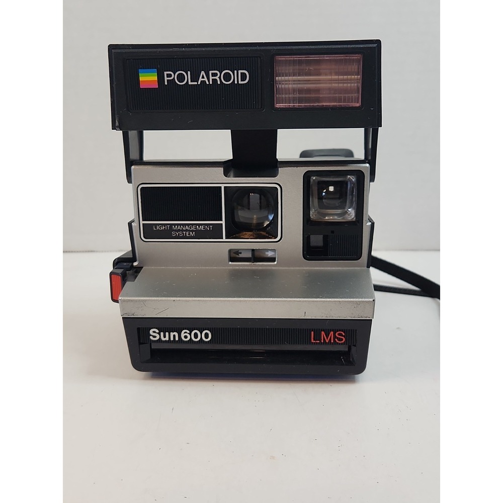 Polaroid Sun 600 LMS Instant Film Camera Black Silver Untested For Parts Repair